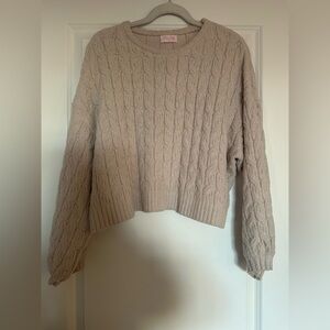 Pink Lily Cable Knit Sweater - Beige